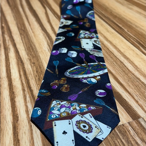 Halston Heritage Black and Purple Casino Tie - Picture 1 of 5